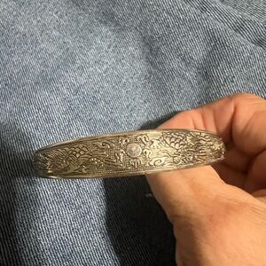 Engraved Silver Dragon Cuff Bracelet - Women's Jewelry from Indonesia